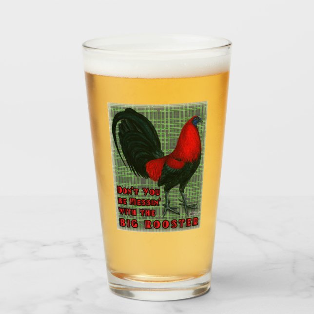 Big Red Rooster Glass (Front Filled)