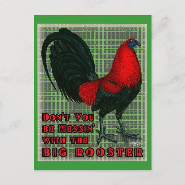 Big Red Rooster Postcard (Front)