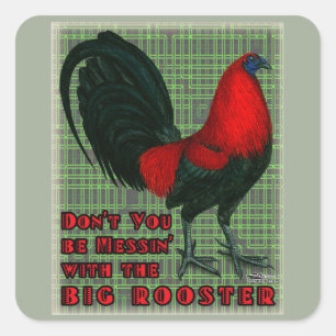 Big Red Rooster Square Sticker