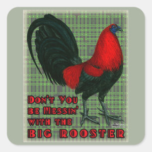 Big Red Rooster Square Sticker