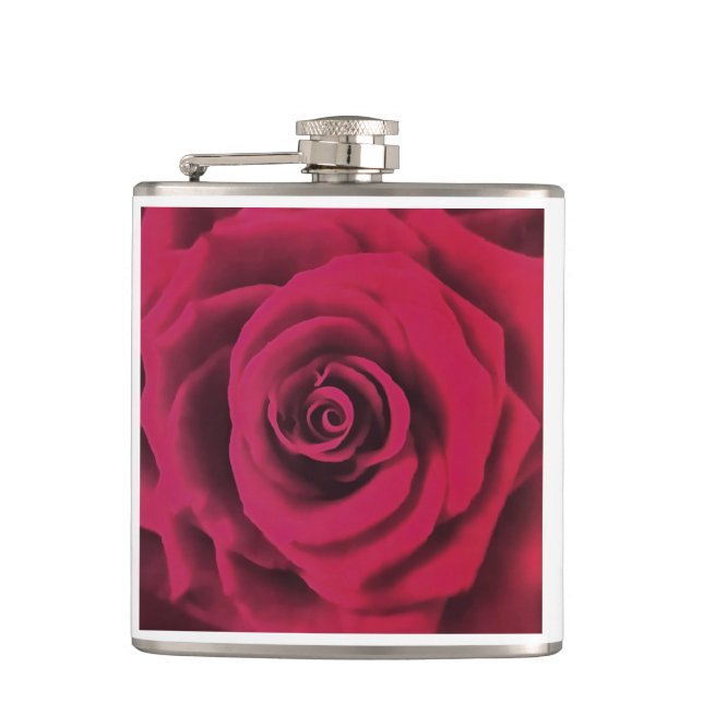 Big Red Rose Hip Flask (Front)