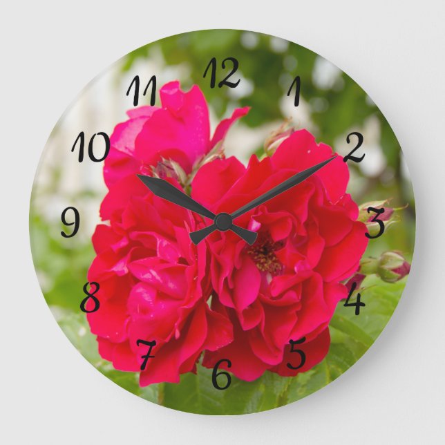 Big red roses in the garden  large clock (Front)