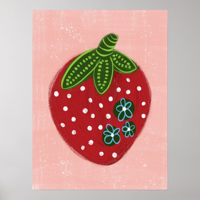 Big Red Strawberry Poster Wall Art (Front)