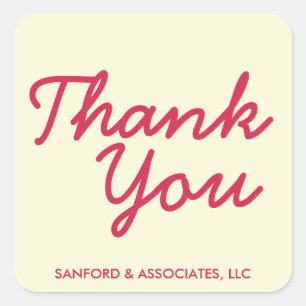 Big red Thank You in cursive business etiquette Square Sticker