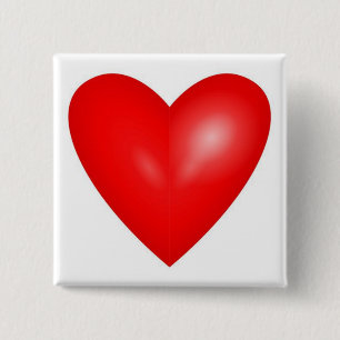 Big Red Valentine Heart 15 Cm Square Badge