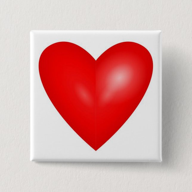 Big Red Valentine Heart 15 Cm Square Badge (Front)