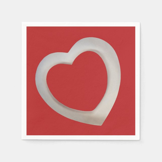 Big Red Valentine minimalist 3D heart  Napkin (Front)