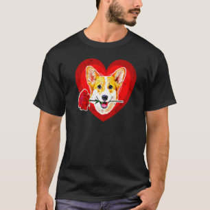 Big Red Welsh Corgis Mouth Rose Corgi Mum Dad Card T-Shirt