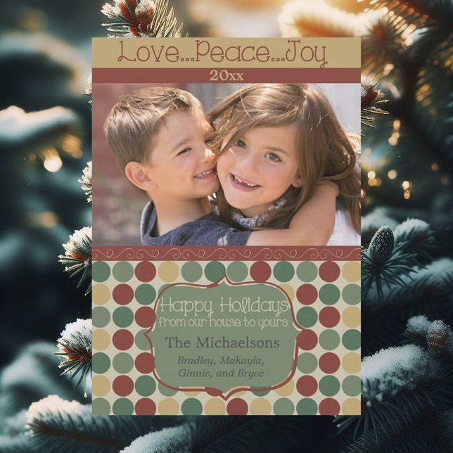 Big Retro Dots Photo Holiday Card (Creator Uploaded)