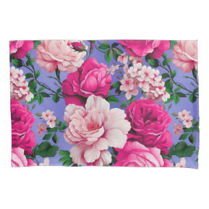 Big Retro Pink Rose Flower Pillowcase