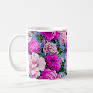 Big Retro Purple Rose Flower Coffee Mug