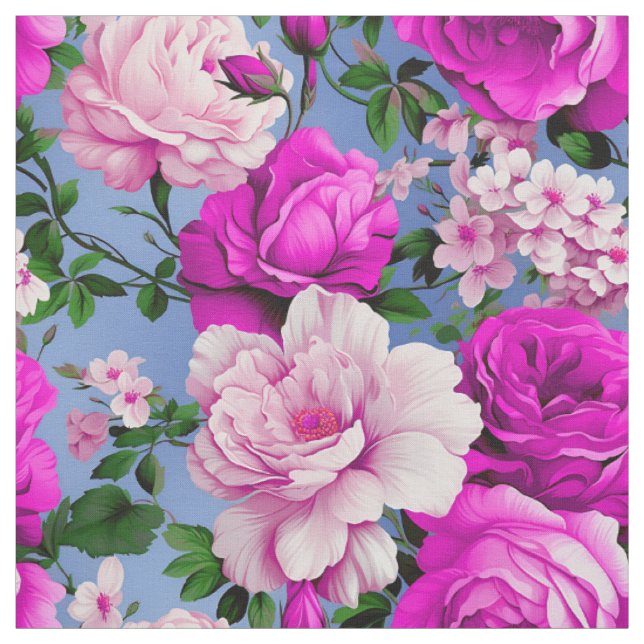 Big Retro Purple Rose Flower Textile Fabric (Swatch)