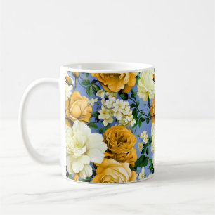 Big Retro Yellow Rose Flower Coffee Mug
