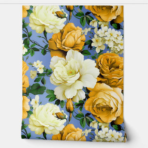 Big Retro Yellow Rose Flower Wallpaper