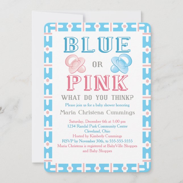 Big Reveal Baby Shower Gender Reveal Invitation (Front)