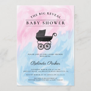 Big Reveal Pink + Blue Baby Shower Invitation
