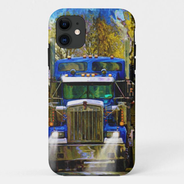 Big Rig Blue Lorry Heavy Transport Trucker Art Case-Mate iPhone Case (Back)