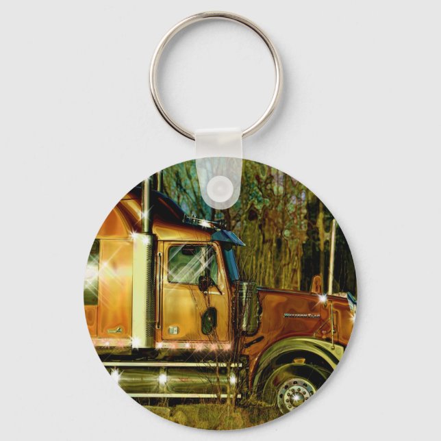 BIG RIG COPPER FREIGHT TRUCK Art Keychain (Front)