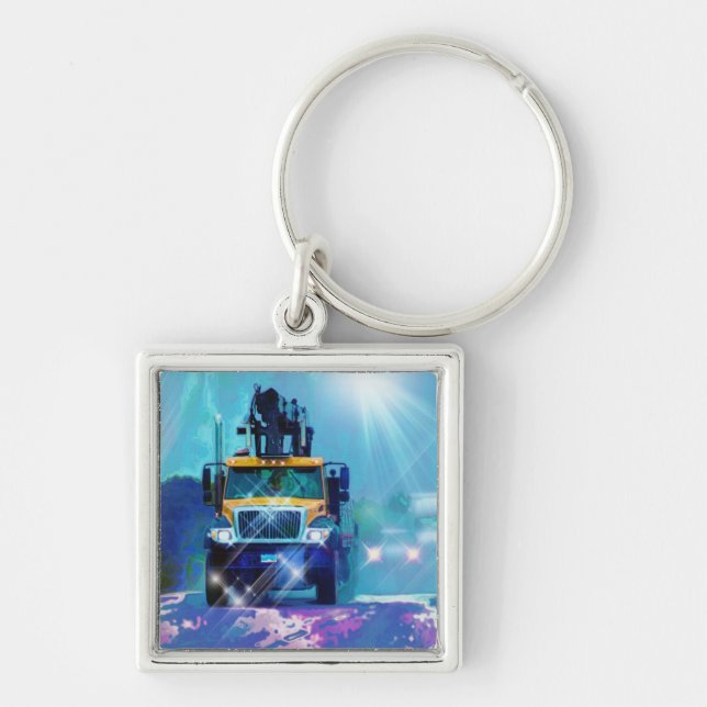 BIG RIG FREIGHT TRUCK LOVERS Art Key Ring (Front)