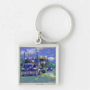 BIG RIG FREIGHT TRUCK LOVERS Art Key Ring