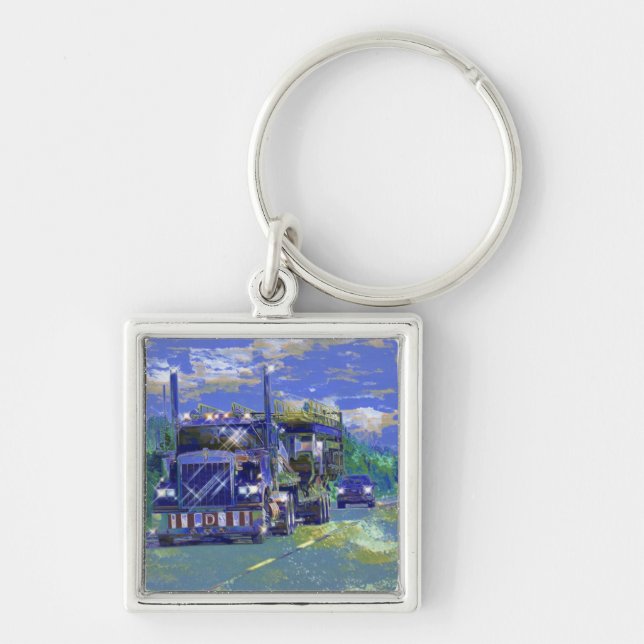 BIG RIG FREIGHT TRUCK LOVERS Art Key Ring (Front)