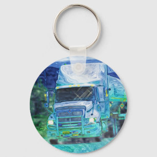BIG RIG FREIGHT TRUCK LOVERS Art Key Ring
