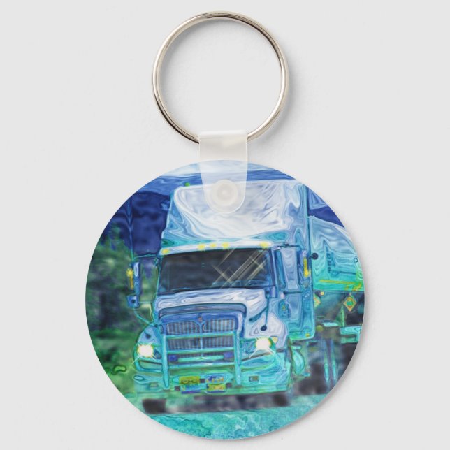 BIG RIG FREIGHT TRUCK LOVERS Art Key Ring (Front)