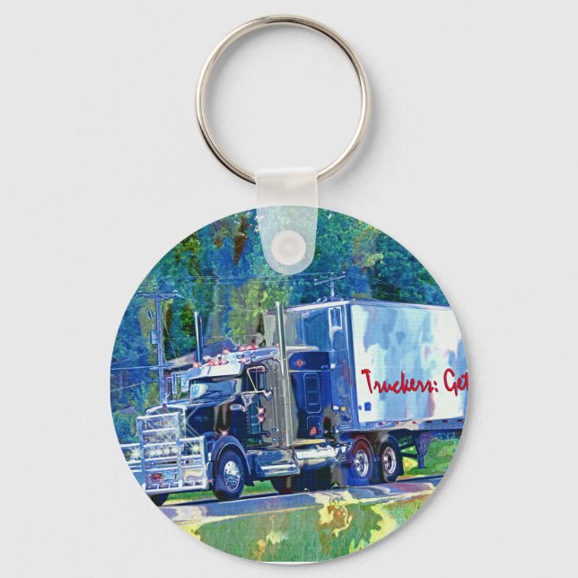BIG RIG FREIGHT TRUCK LOVERS Art Key Ring (Front)