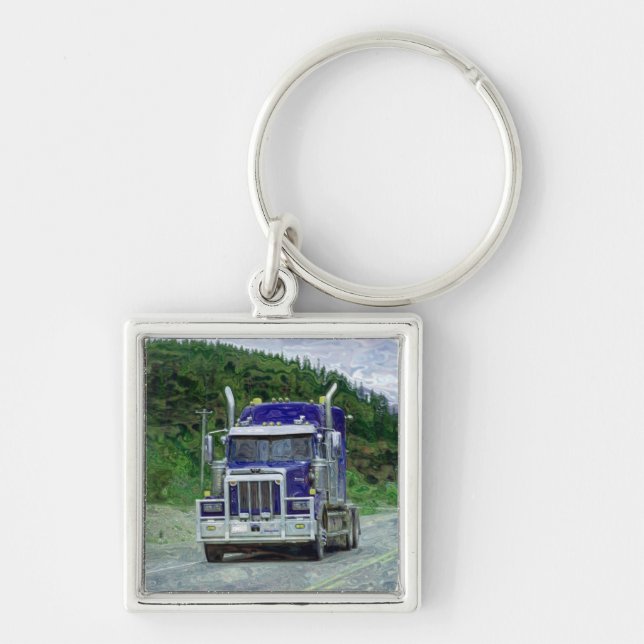 BIG RIG FREIGHT TRUCK LOVERS Art Key Ring (Front)