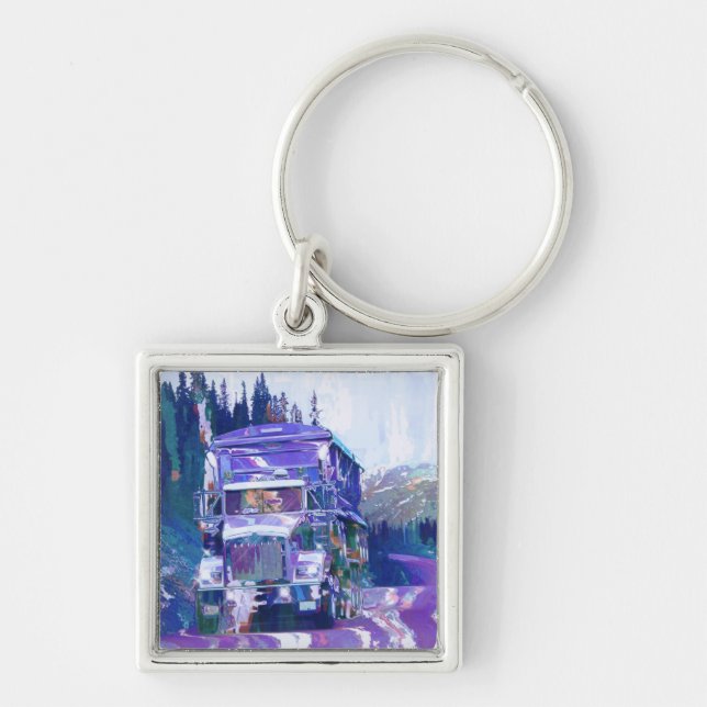 BIG RIG FREIGHT TRUCK LOVERS Art Key Ring (Front)