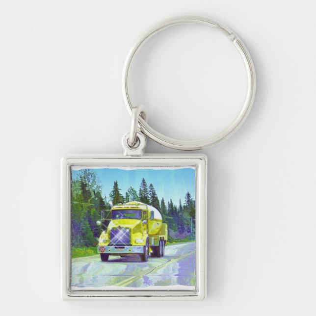 BIG RIG FREIGHT TRUCK LOVERS Art Key Ring (Front)