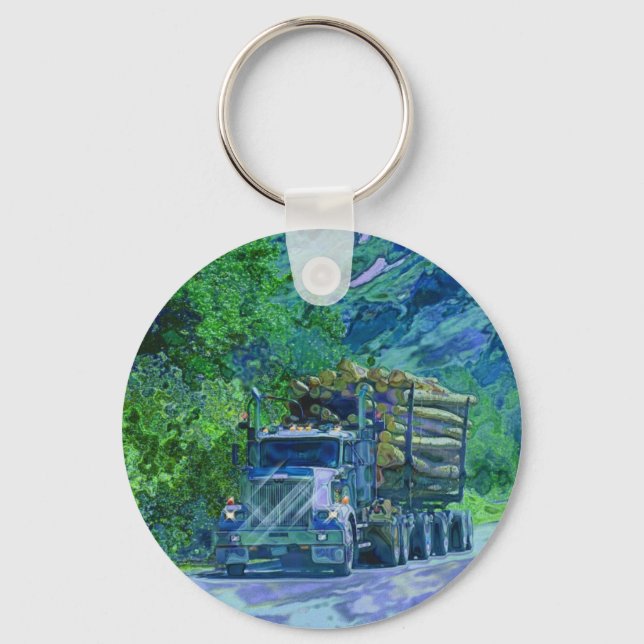 BIG RIG FREIGHT TRUCK LOVERS Art Key Ring (Front)