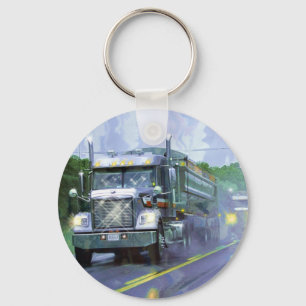 BIG RIG FREIGHT TRUCK LOVERS Art Key Ring