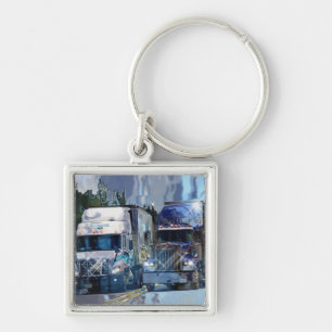 BIG RIG FREIGHT TRUCK LOVERS Art Key Ring