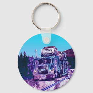 BIG RIG FREIGHT TRUCK LOVERS Art Key Ring