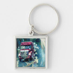 BIG RIG FREIGHT TRUCK LOVERS Art Key Ring