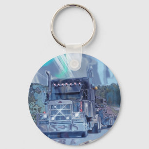 BIG RIG FREIGHT TRUCK LOVERS Art Key Ring