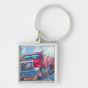 BIG RIG FREIGHT TRUCK LOVERS Art Key Ring