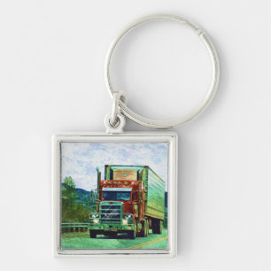 BIG RIG FREIGHT TRUCK LOVERS Art Key Ring