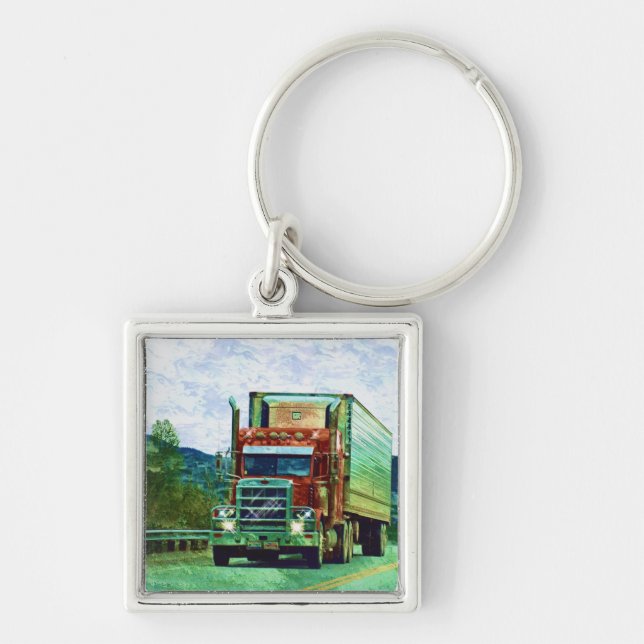 BIG RIG FREIGHT TRUCK LOVERS Art Key Ring (Front)