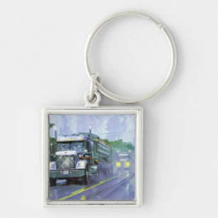 BIG RIG FREIGHT TRUCK LOVERS Art Key Ring
