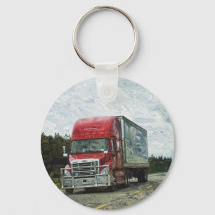 BIG RIG FREIGHT TRUCK LOVERS Art Key Ring