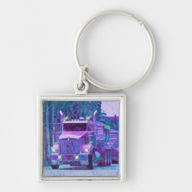 BIG RIG FREIGHT TRUCK LOVERS Art Key Ring (Front)
