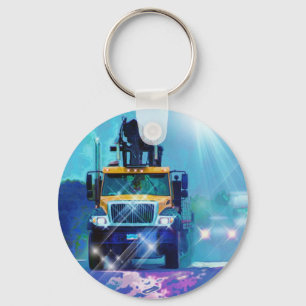 BIG RIG FREIGHT TRUCK LOVERS Art Key Ring