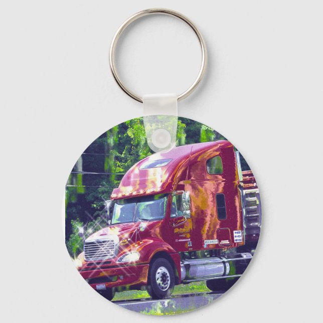 BIG RIG FREIGHT TRUCK LOVERS Art Key Ring (Front)