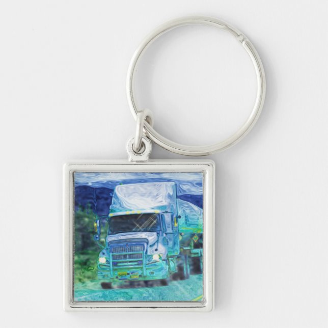 BIG RIG FREIGHT TRUCK LOVERS Art Key Ring (Front)
