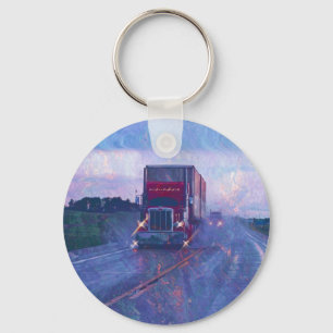 BIG RIG FREIGHT TRUCK LOVERS Art Key Ring