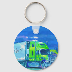 BIG RIG FREIGHT TRUCK LOVERS Art Key Ring