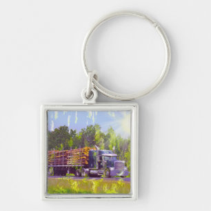 BIG RIG FREIGHT TRUCK LOVERS Art Key Ring