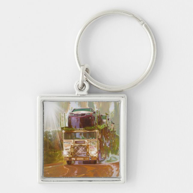 BIG RIG FREIGHT TRUCK LOVERS Art Key Ring (Front)